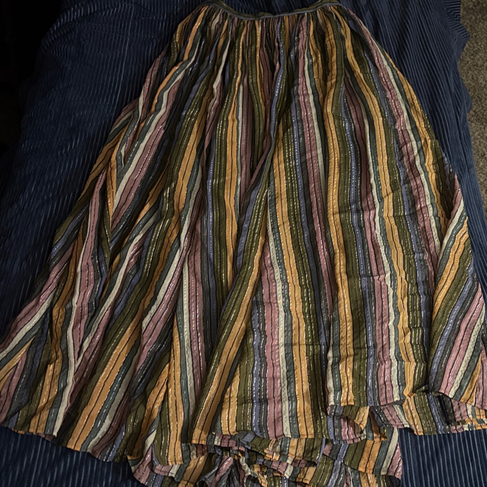 Free People Colorful Striped A-Line Skirt